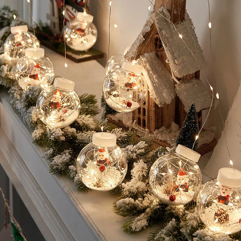 10-piece LED Christmas curtain lamp set with fairy snowman wishing ball designs for window decoration