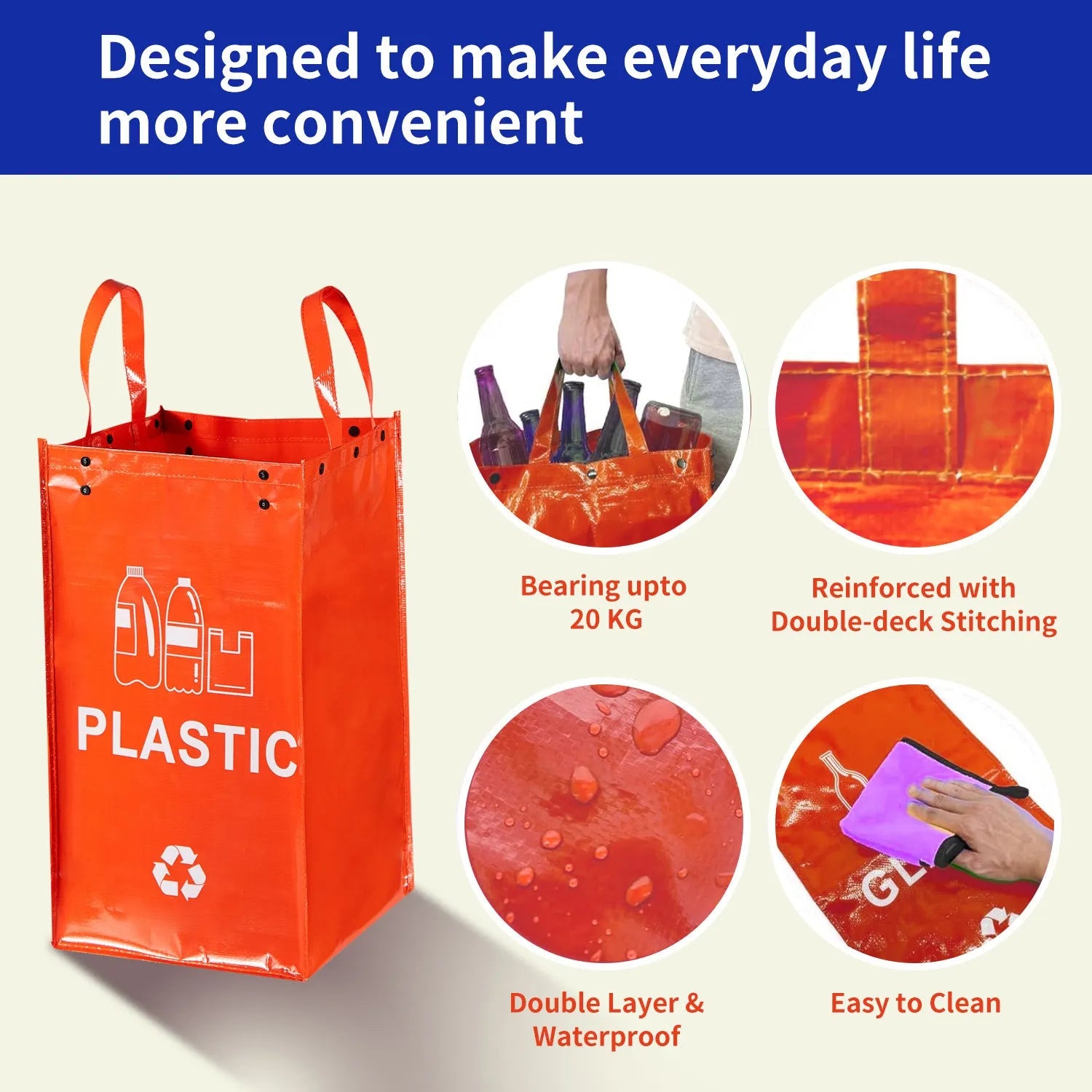 40 litre reusable household rubbish bin in PP plastic available in multiple colours
