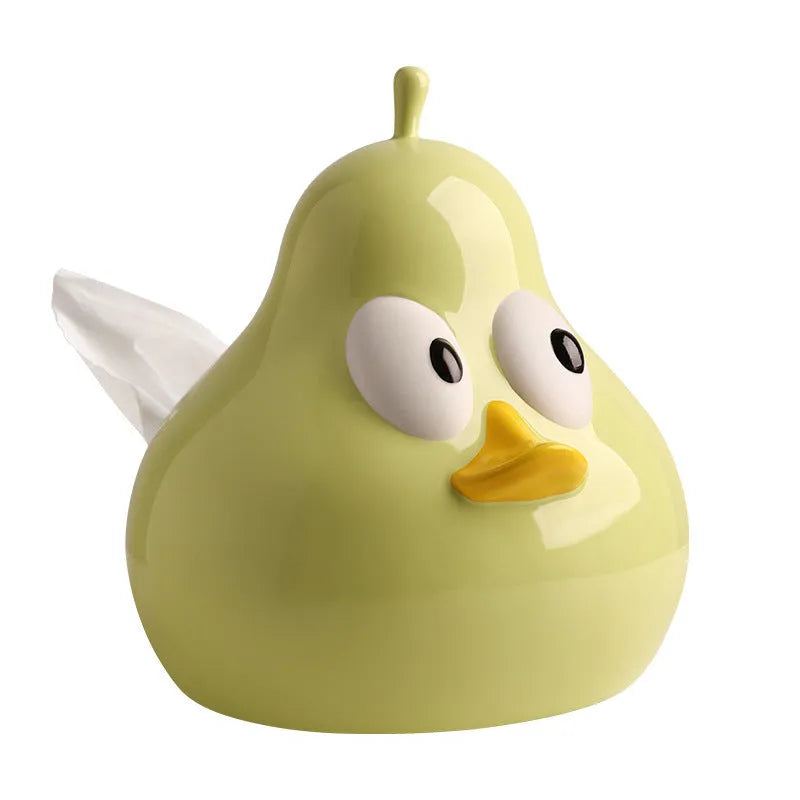 Ceramic pear-shaped tissue box in black or green for living room or desktop use
