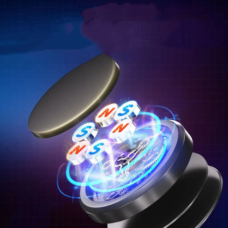 Obsidian black alloy magnetic phone holder with centripetal force design and mounting accessories