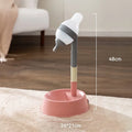 Green adjustable height pet water dispenser with detachable pole and ball-tip drinking nozzle.
