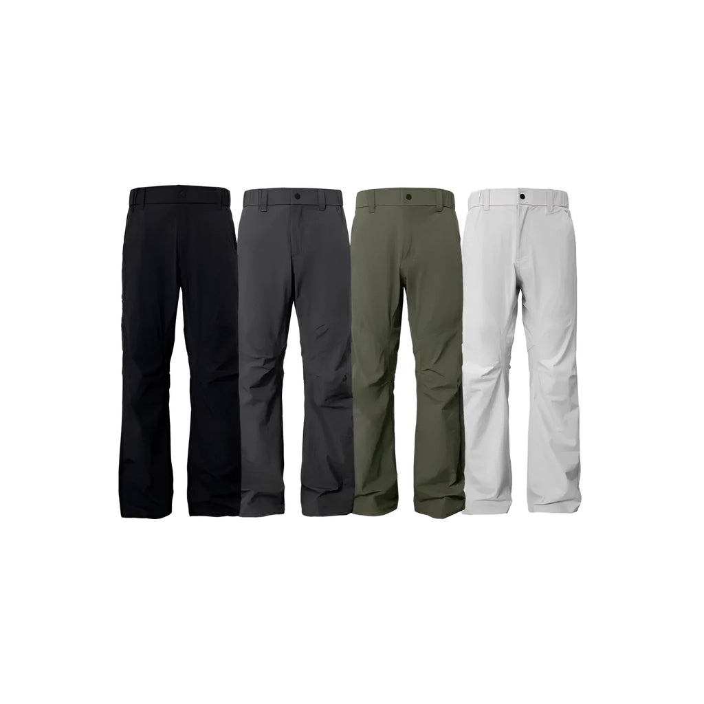 Men's straight-leg casual trousers in Army Green with an elastic mid waistband on a white background.