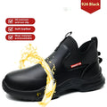 YD-926 black men's high-cut waterproof work shoes with oil-resistant rubber soles