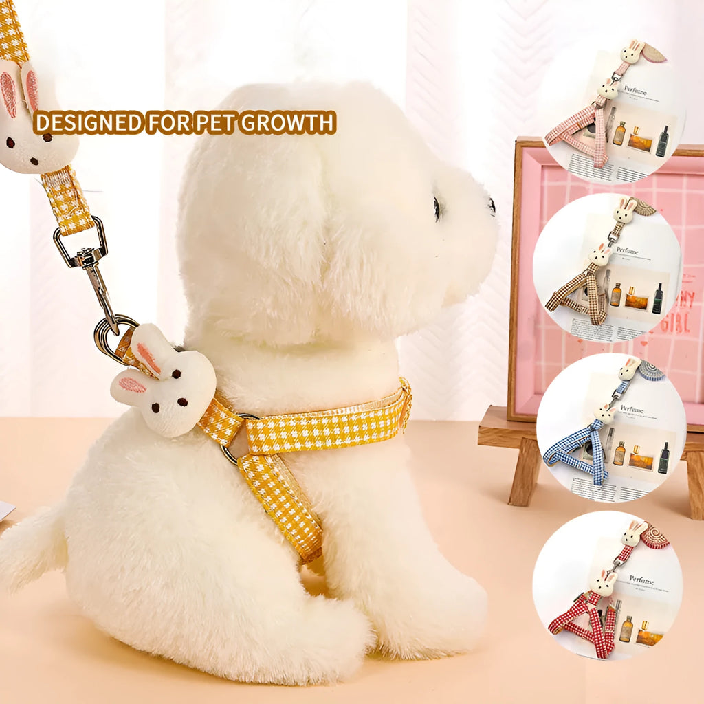 Small dog harness leash with quick-release buckles and anti-pull design in multiple colours
