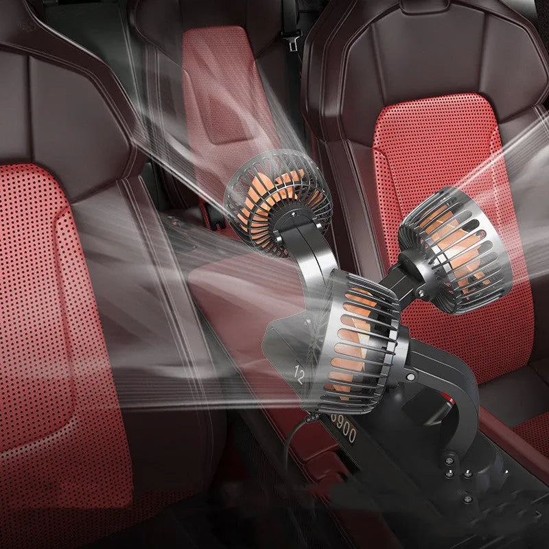 Three head automotive electric cooling fan with ABS motor housing and power cable for vehicle use