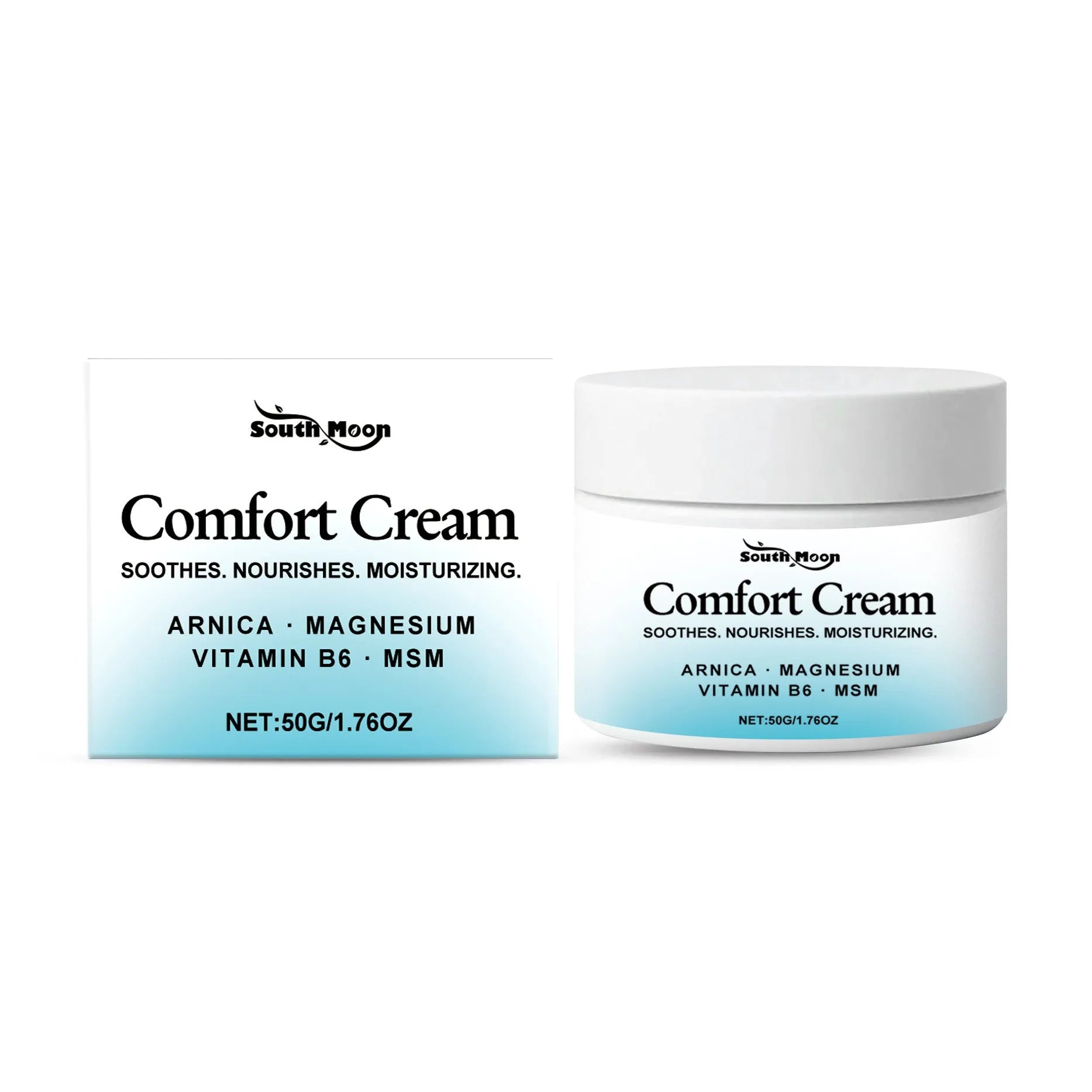 50g moisturising cream in compact packaging with glycerin and pyridoxine formula