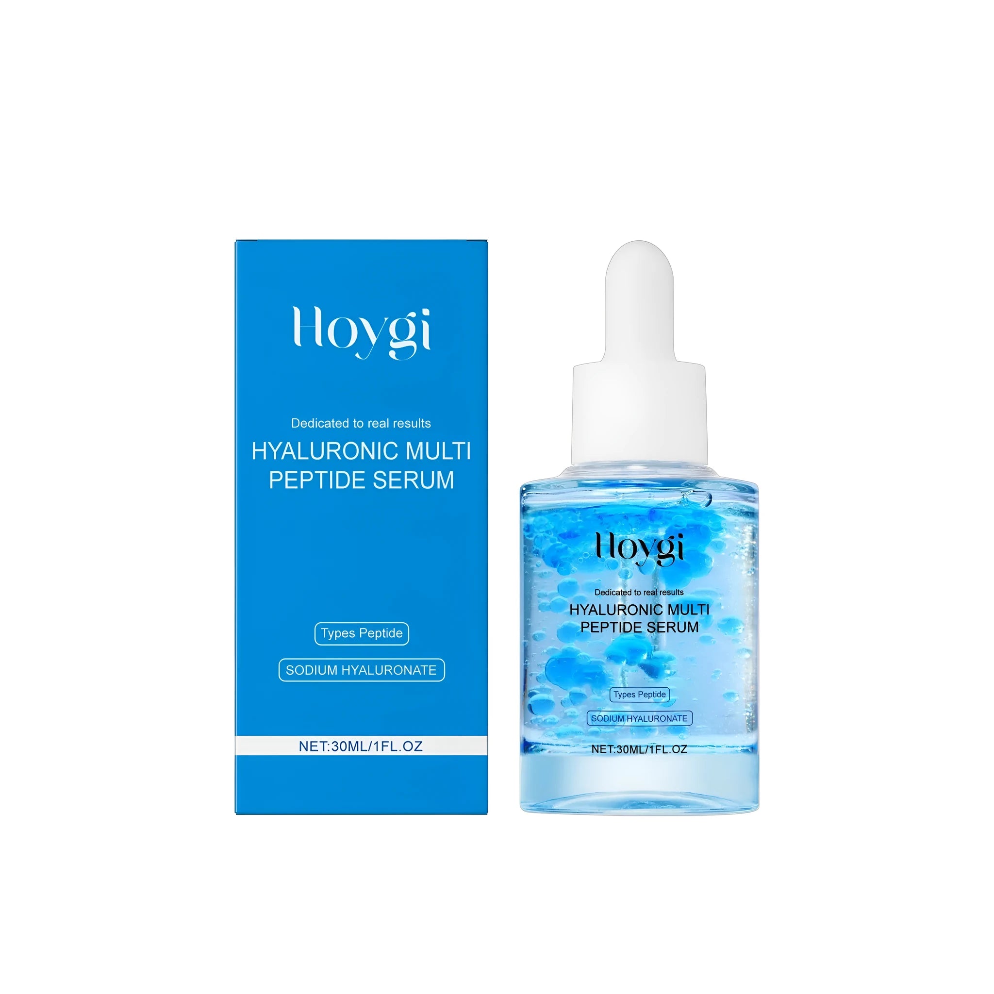 30ml bottle of hyaluronic acid and multi-peptide facial serum with caviar extract