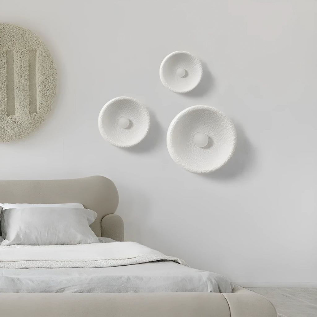 Japanese minimalist wall lamp with resin shade in 20cm, 26cm, or 32cm diameter