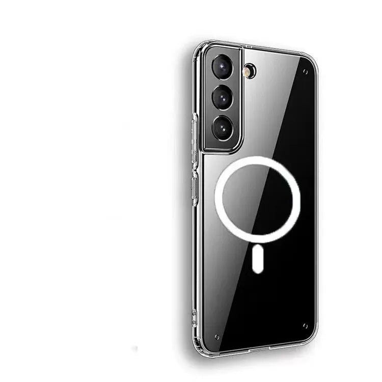 Transparent magnetic phone case for Samsung Galaxy S21 S22 S23 series with MagSafe charging compatibility