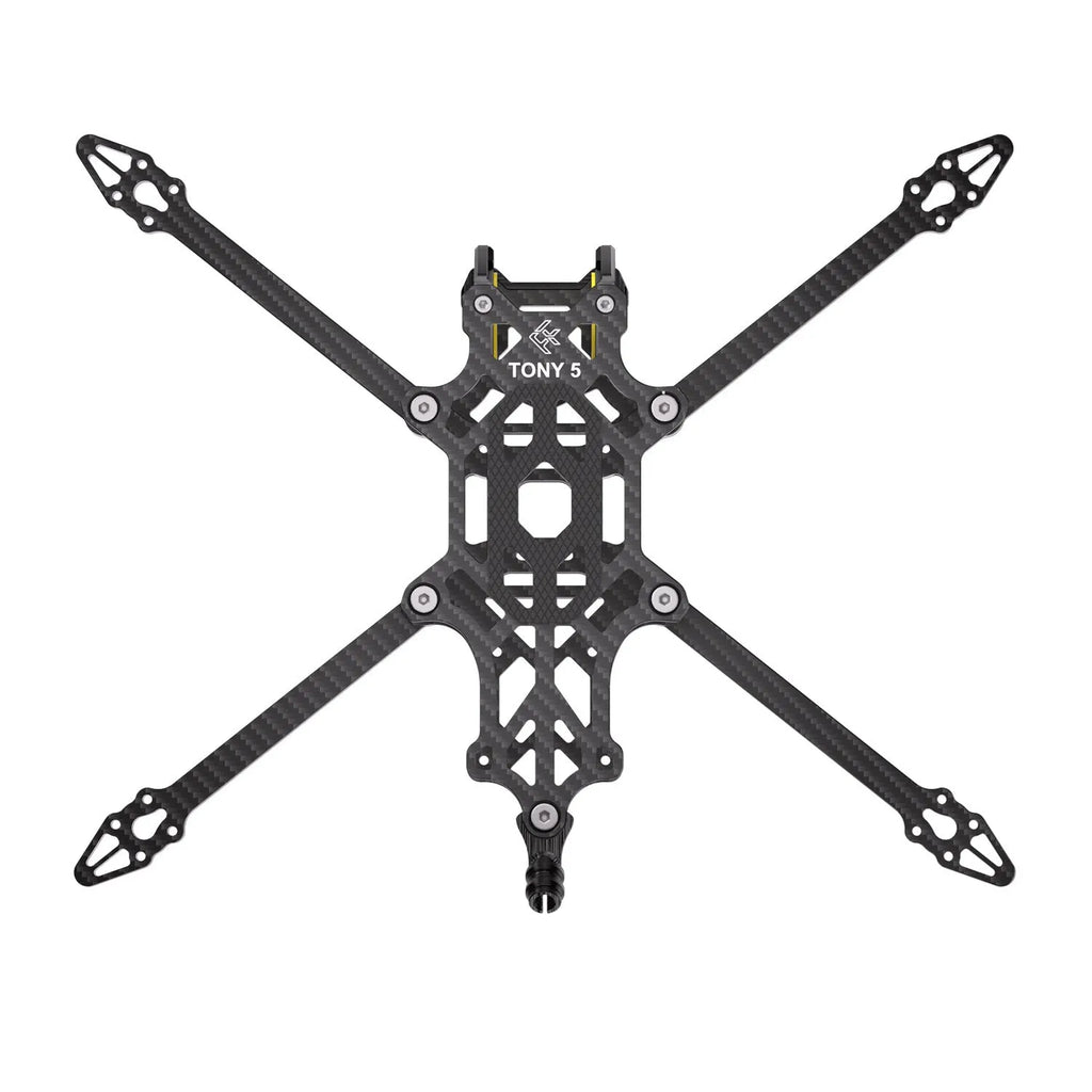 FlyFishnRC Tony 5 Sub250 carbon brazing FPV freestyle frame in black, 4mm arms, 215mm wheelbase