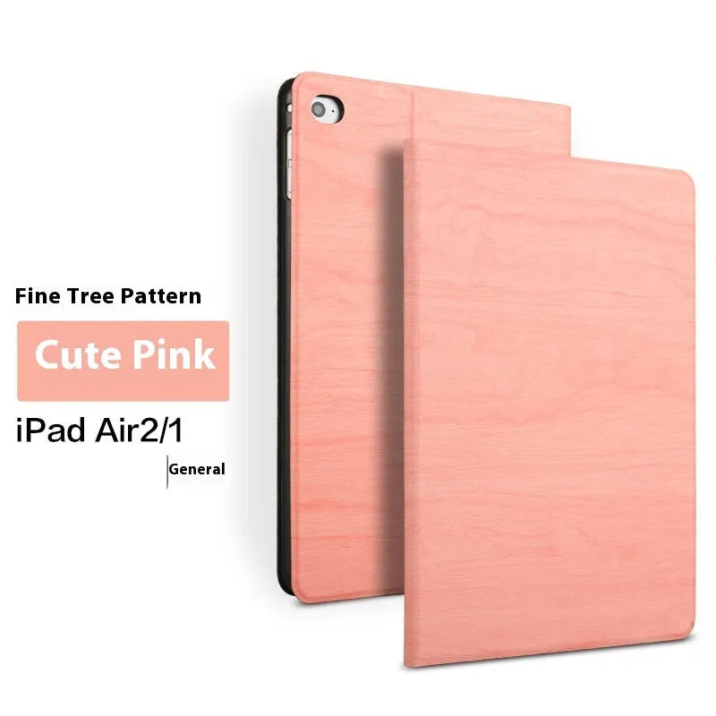 Sapphire blue imitation leather iPad cover with integrated sleep bracket standing upright.