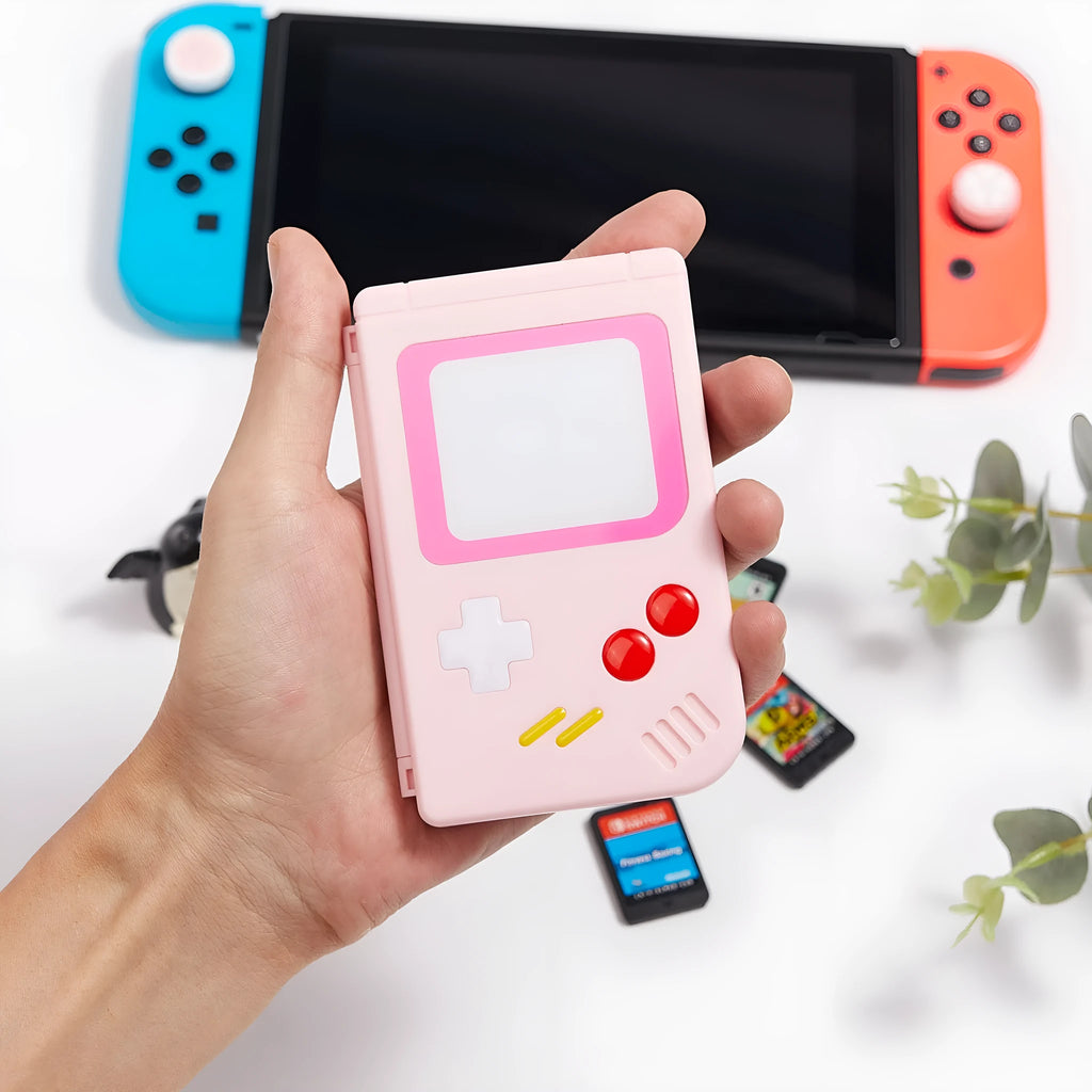 Blue Nintendo Switch game card storage box case for SWITCH OLED and LITE cartridges.