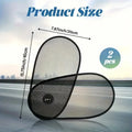 Black breathable car window shade with suction cups stretched across a car side window