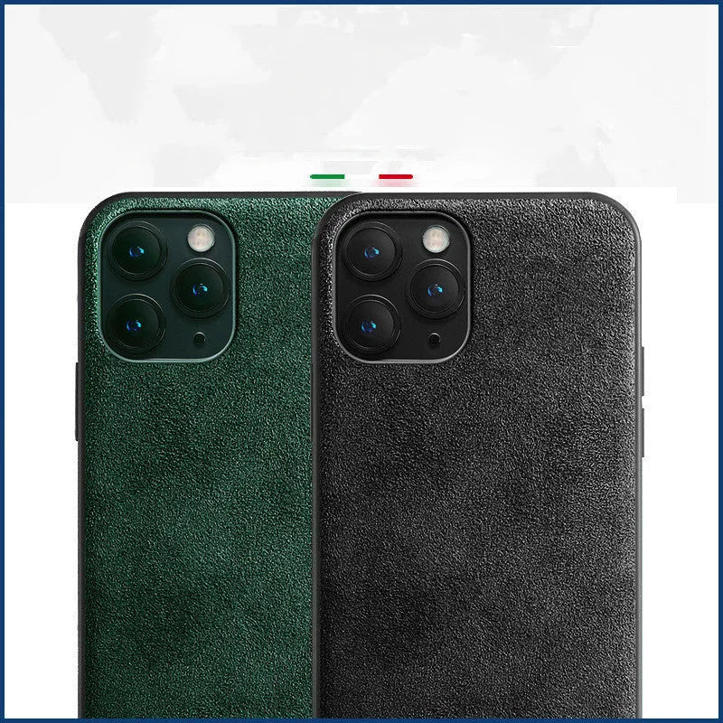 Suede iPhone phone case in dark blue colour showing back cover design
