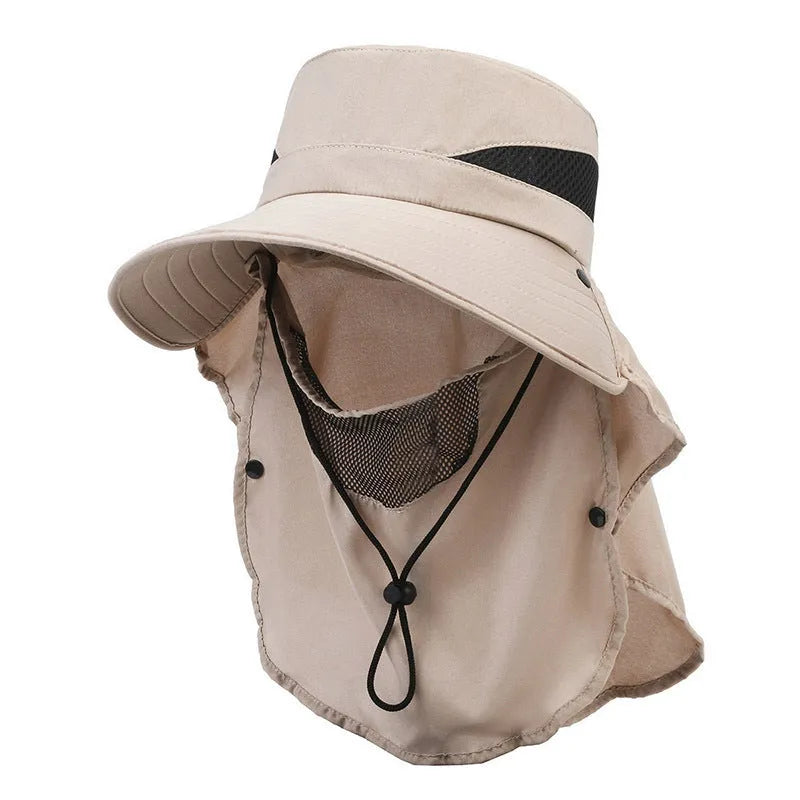 Men's large brim polyester fisherman hat for sun protection in army green colour.