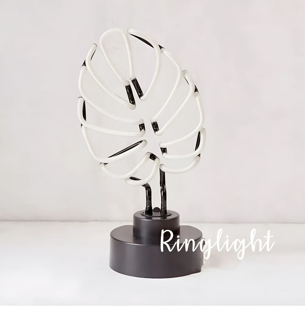 White minimalist bamboo-shaped desk lamp with green light, USB cable, shown in two size options.