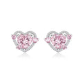 White k gold electroplated heart shaped stud earrings on copper material