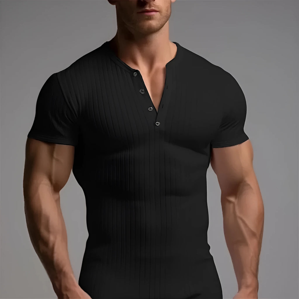 Men's slim-fit sports muscle t-shirt in polyester available in white, black, khaki, army green, navy blue