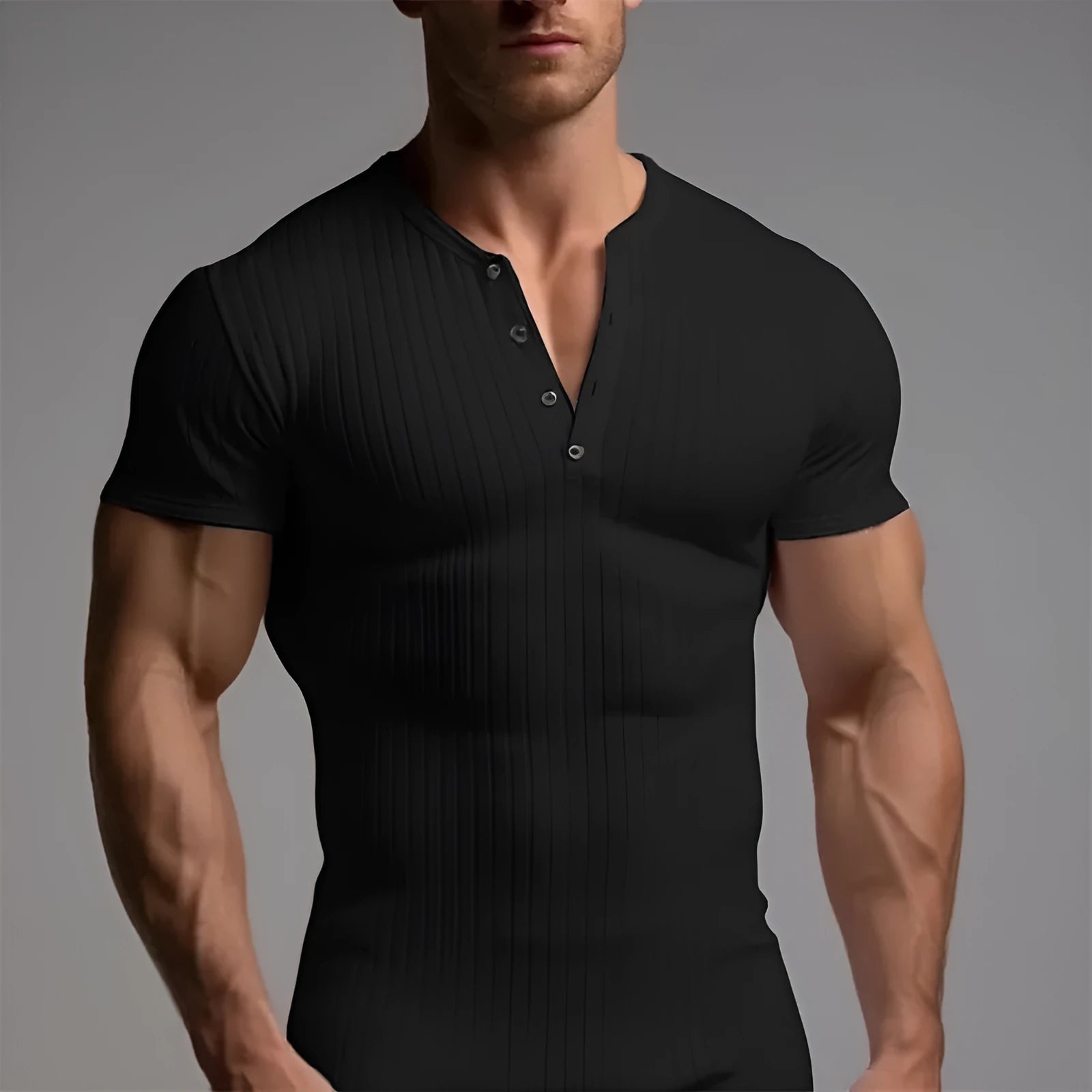 Men's slim-fit sports muscle t-shirt in polyester available in white, black, khaki, army green, navy blue