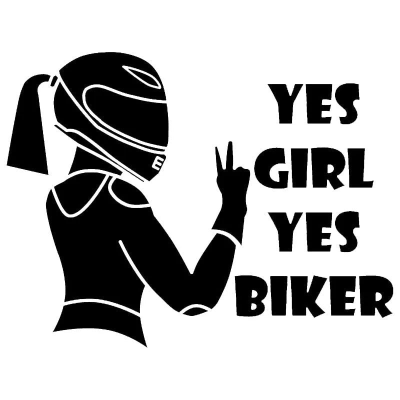 Cool girl rider design car waterproof sticker in PET material measuring 16cm by 15cm