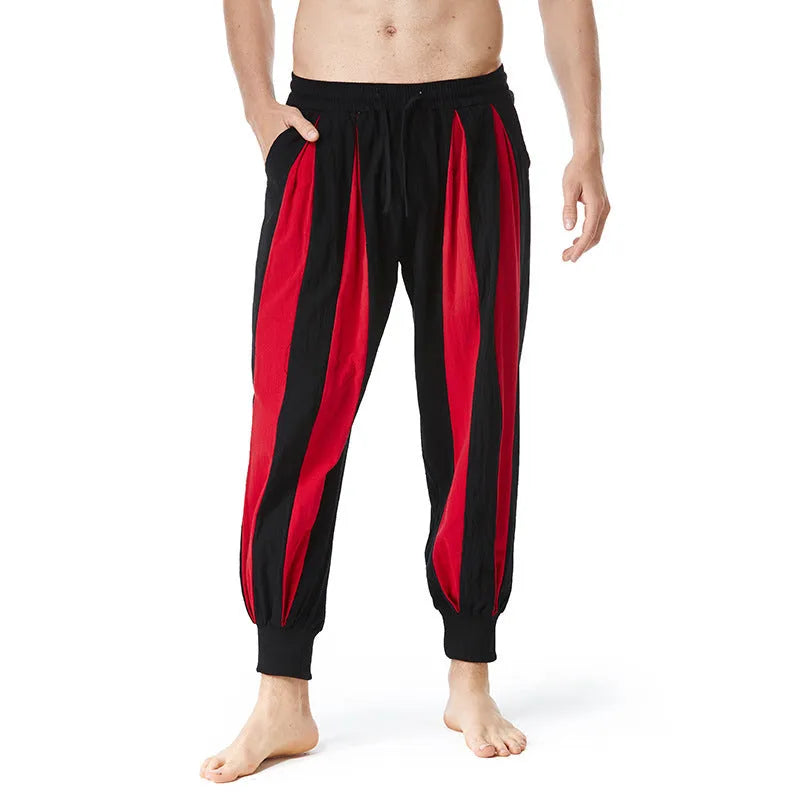 Men's straight-leg casual trousers in four colours: red, khaki, yellow, brown