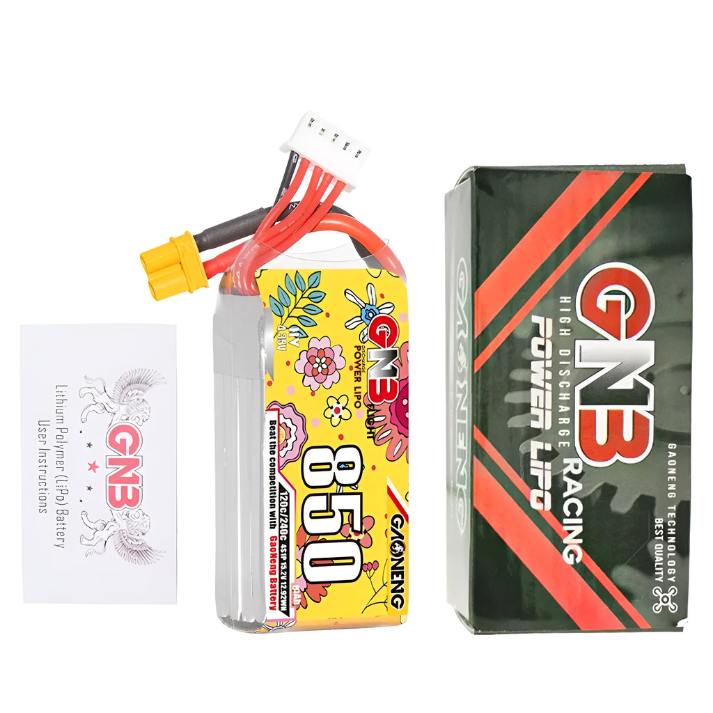 GNB 850mAh 4S 15.2V 120C LiPo battery pack with XT30 or XT60 connector for RC aircraft