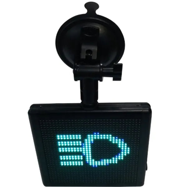 Black ABS car LED expression light showing full-color display on a square screen