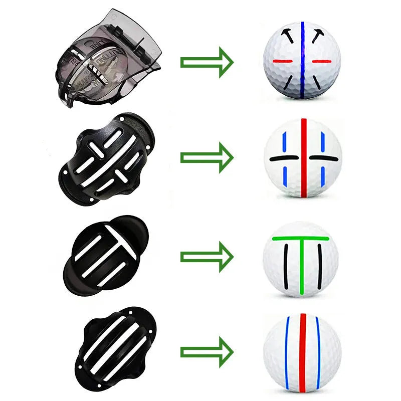Outdoor golf scriber putter alignment tool with four plastic scribers and drawing pen