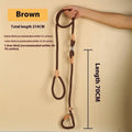 Brown nylon P chain dog leash with hand holding rope measuring 2.1 metres long
