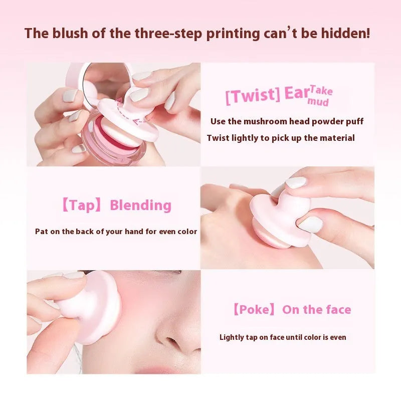 Powder blusher compact with nude shimmer shades including Oxygenated White Peach, Sweet Potato Heartbeat colours