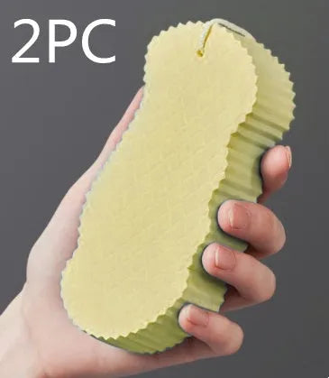 3D white bath sponge with fish scale pattern for gentle body exfoliation.