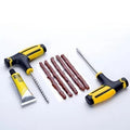 8-piece vacuum tyre repair tool set with probe, pin, glue, and rubber strips for cars and motorcycles