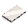 304 stainless steel business card case with geometric laser engraving showing 92.5 x 58 mm dimensions