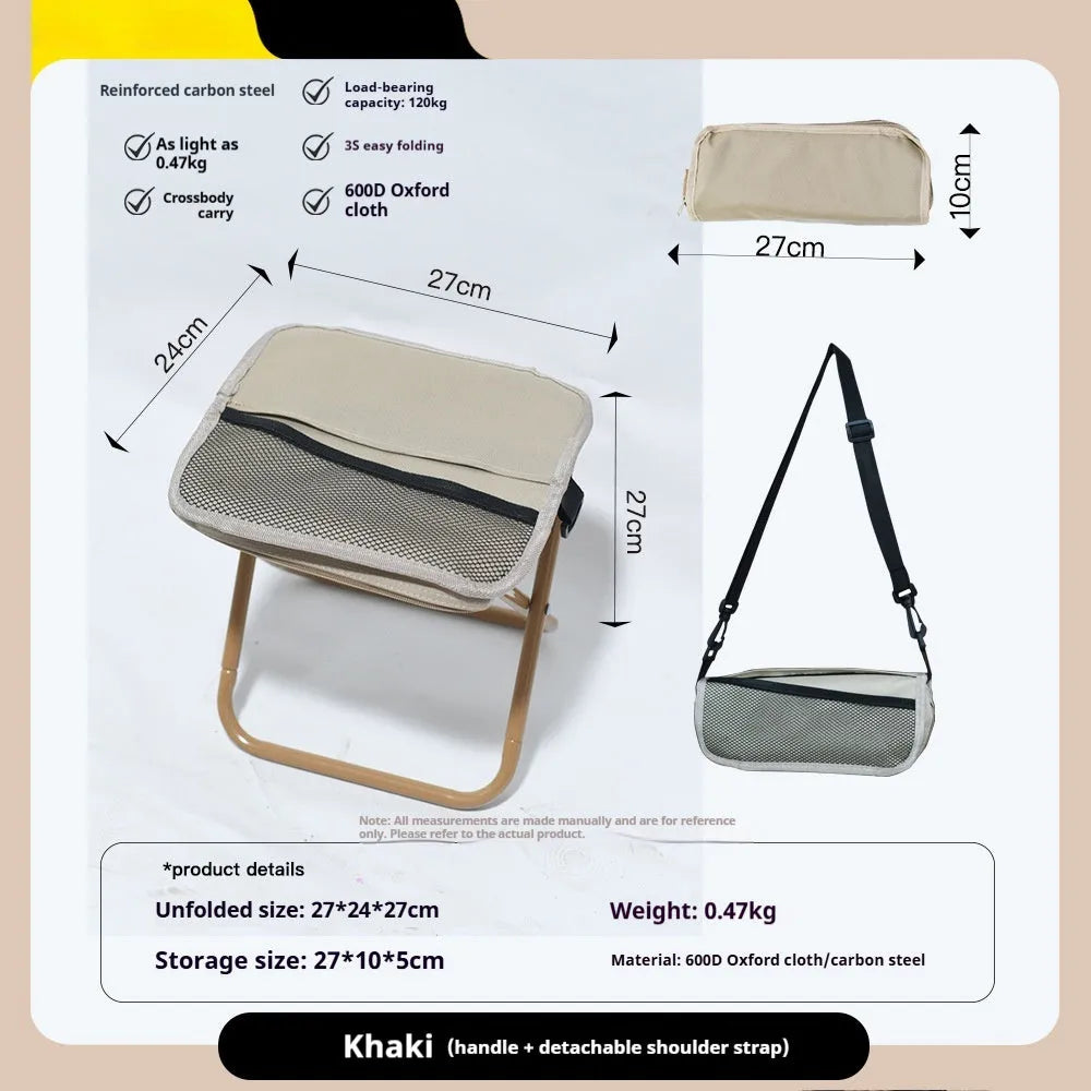 Oxford cloth folding camp stool in pencil box style with multiple colour options