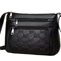 Women's butterfly black PU leather messenger bag with mobile phone pocket and crossbody strap
