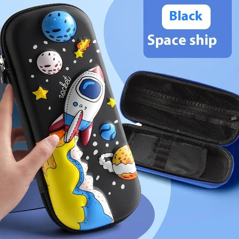 3D leather stationery box pencil case with sculpted astronaut design in blue colour