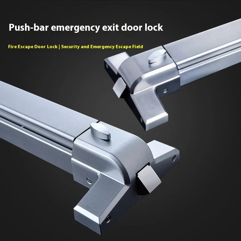 Stainless steel fire door push lock with external handle for 65cm baked paint single doors.