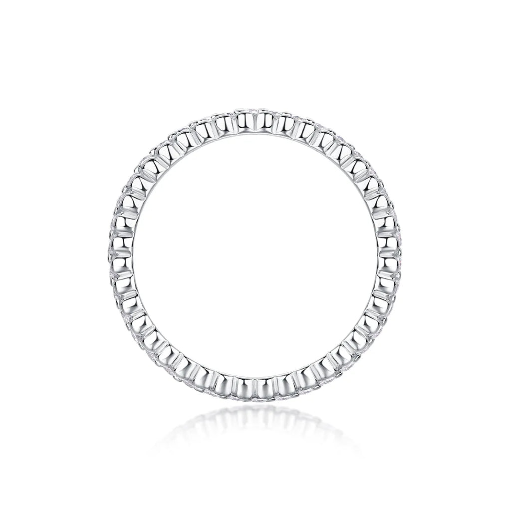 Moissanite wedding ring set in gold colour S925 silver with platinum plating on white background