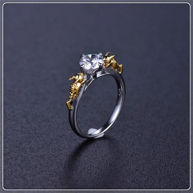 Copper metal crystal crown ring with black gold finish for cosplay and festival jewellery