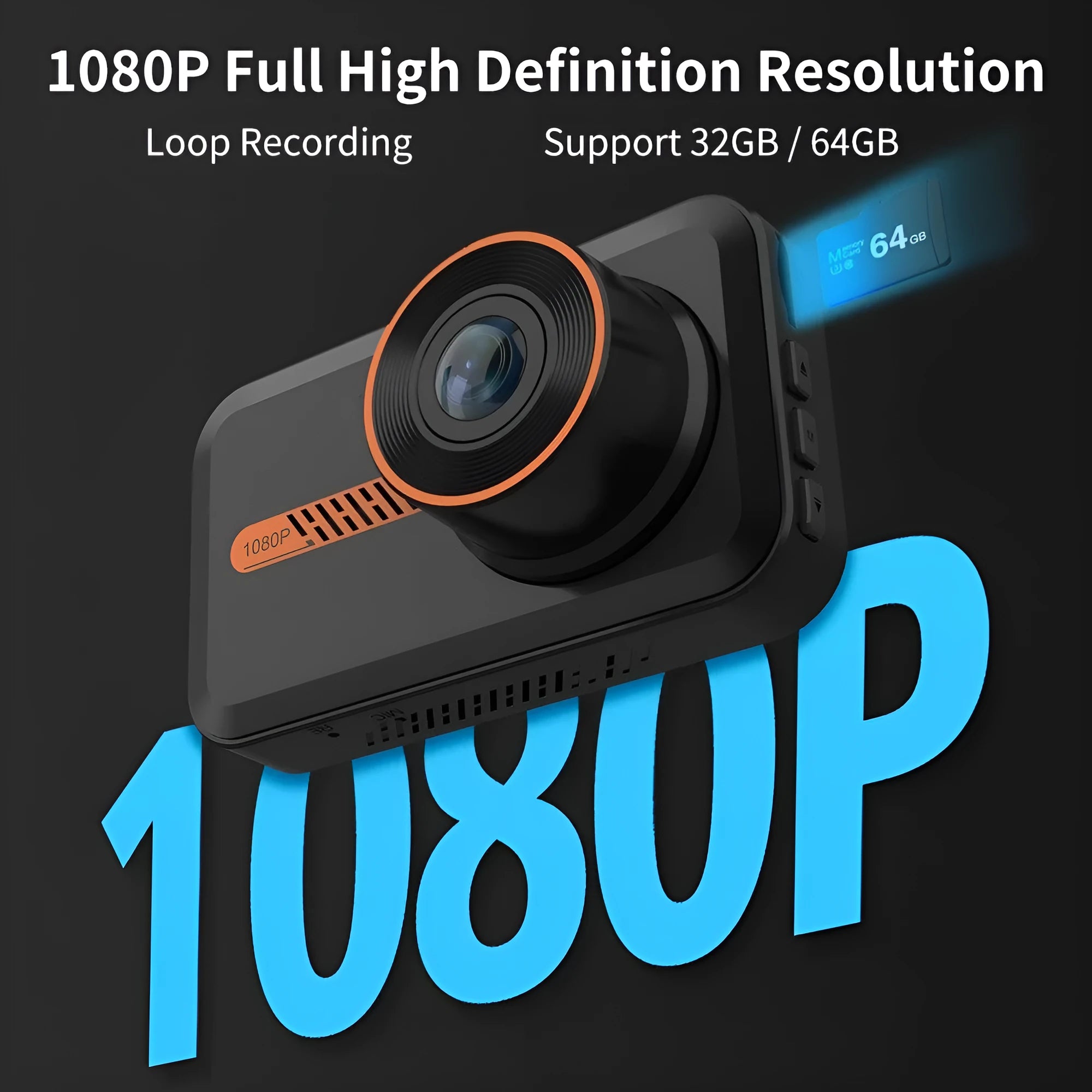 ThiEYE front and rear dash cam with 3-inch screen, suction mount, and rear waterproof camera