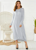 Black lantern dress with lace-up crew neck and loose casual fit