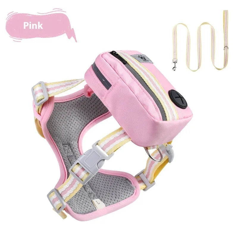 Explosion-proof anti-strangulation pet harness in Oxford cloth with included traction rope