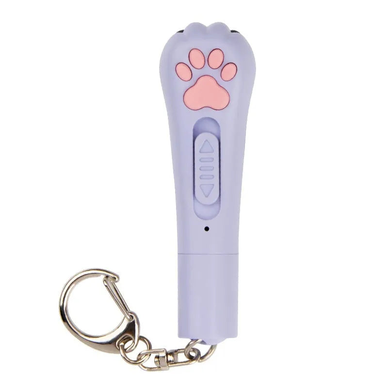 Infrared laser cat teasing wand toy showing multiple pattern projection including mini footprints