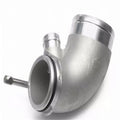 Black aluminium 90 degree turbo elbow connector for lateral engine positioning
