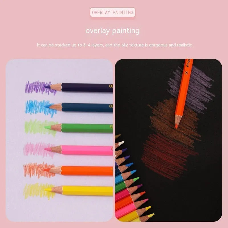Wooden double head colour pencil set showing two different colour leads on each pencil