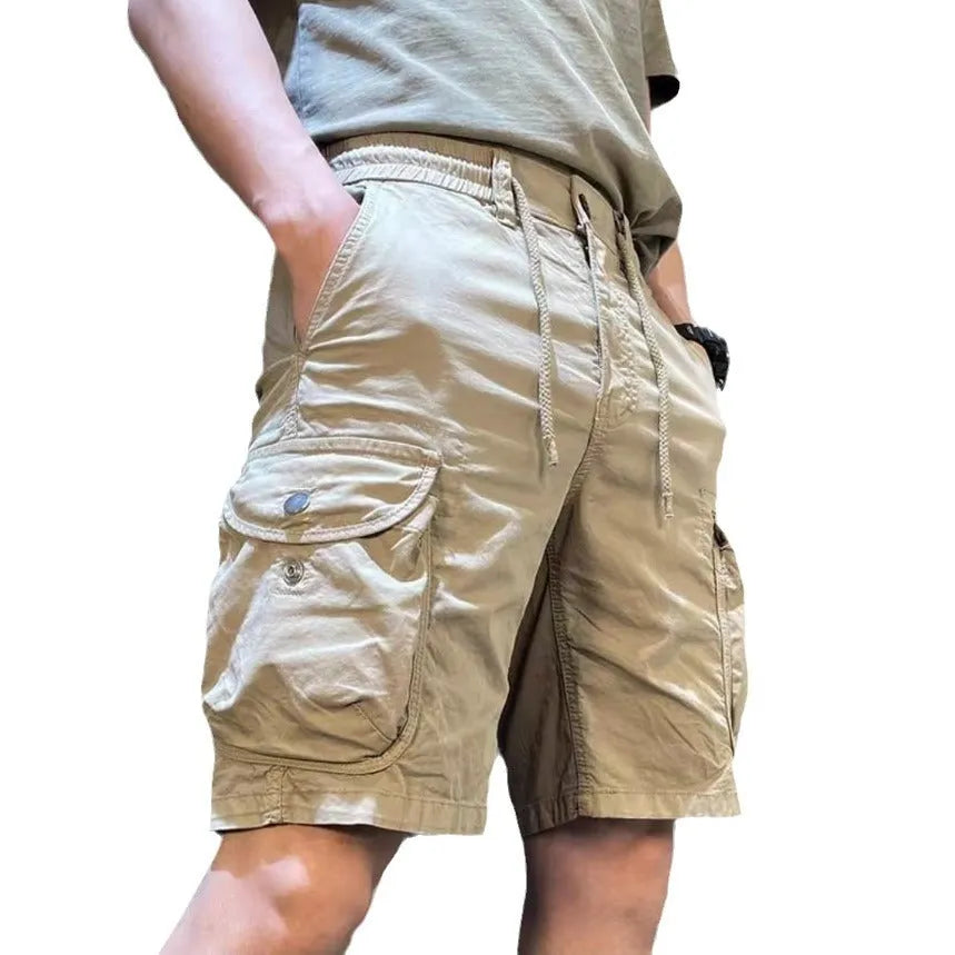 Korean style loose straight overalls pants with multiple pockets in black colour