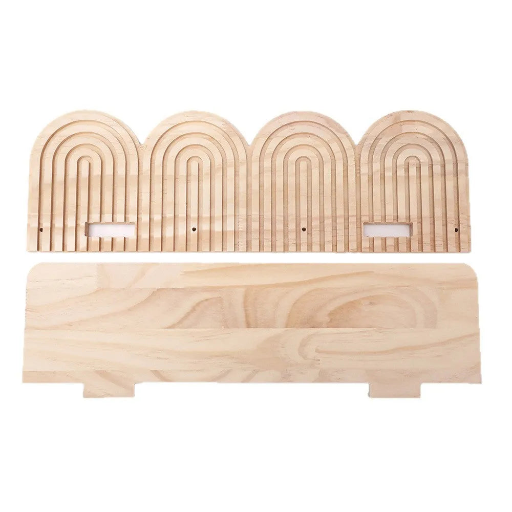 Solid wood wall storage rack with multiple layers for flower pot display organisation