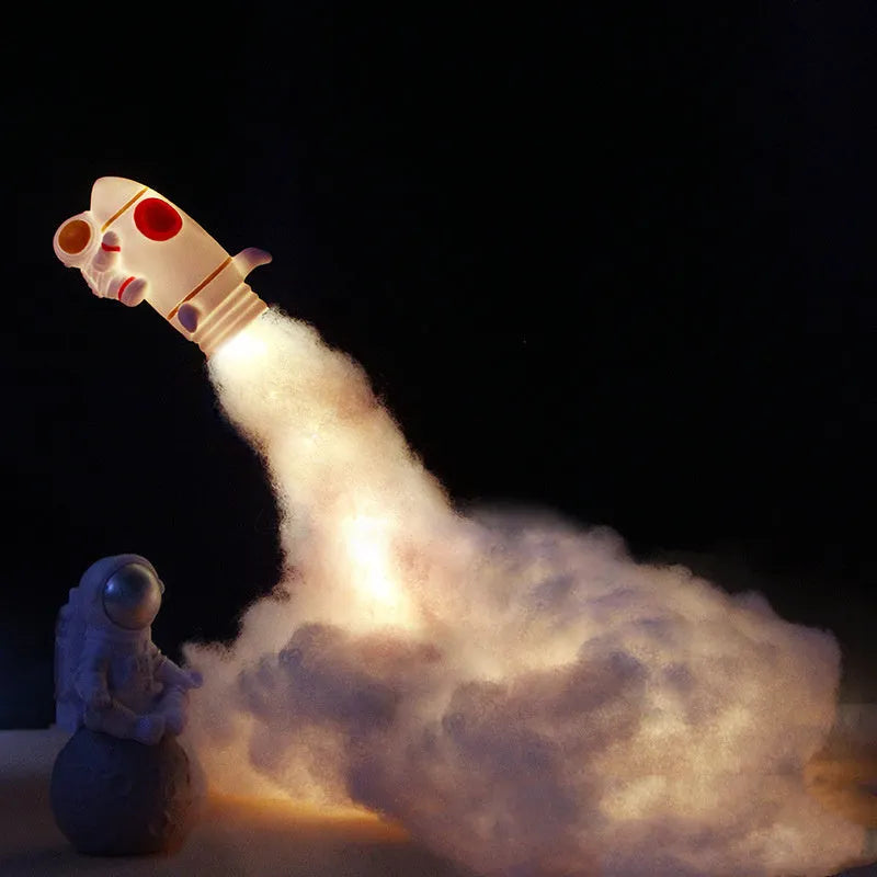 DIY astronaut rocket night light kit with warm white LED string lights and assembly components