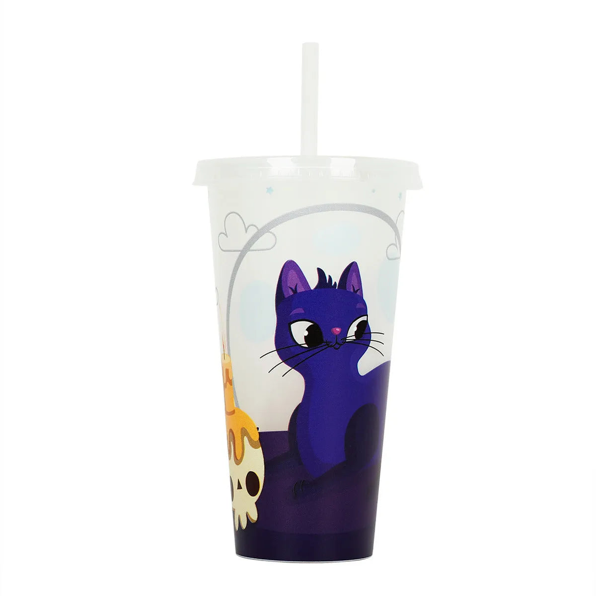 720ml Halloween luminous plastic straw cup showing six colour variations