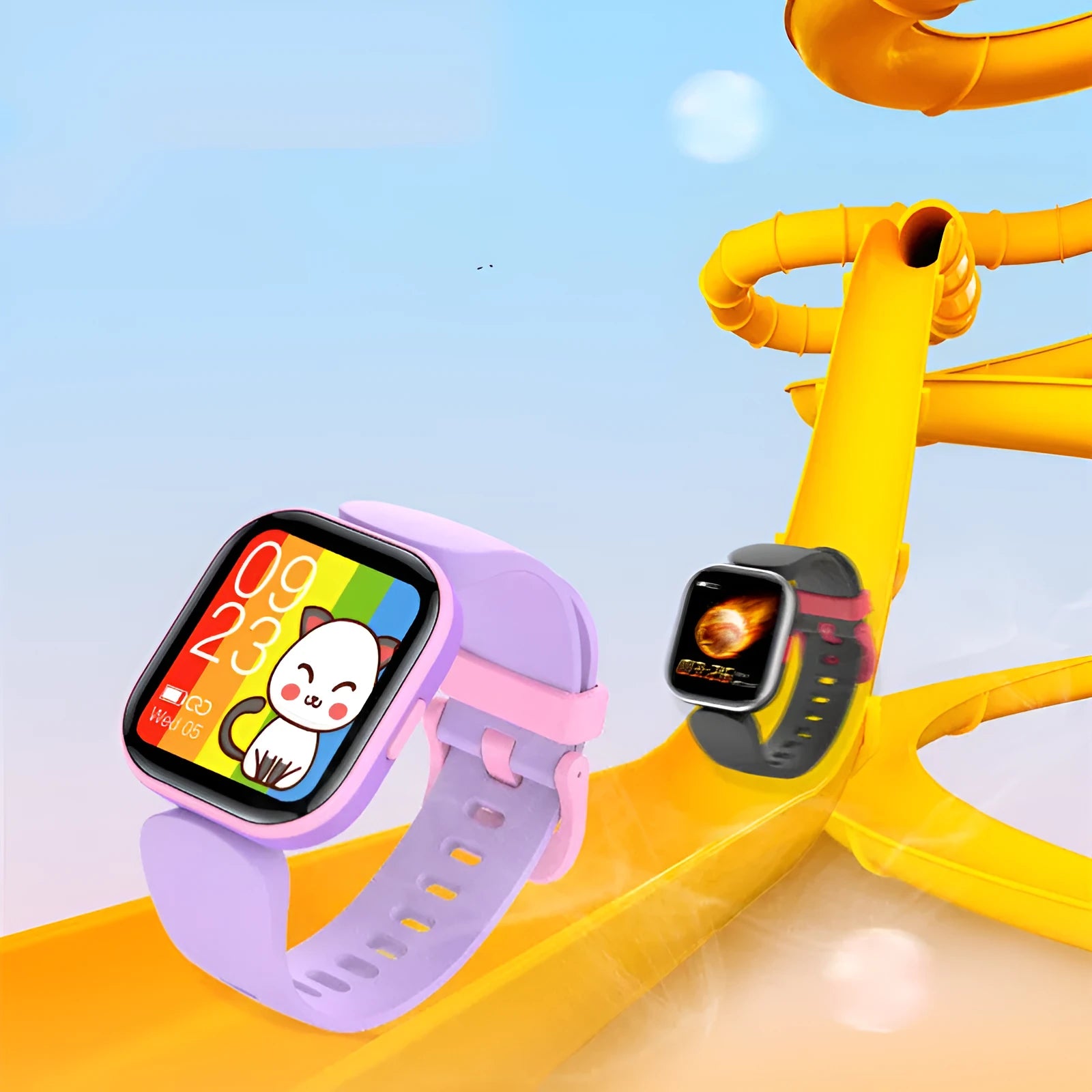 H39T smart children's watch with blue TPU strap and 1.4-inch touchscreen displayed on wrist